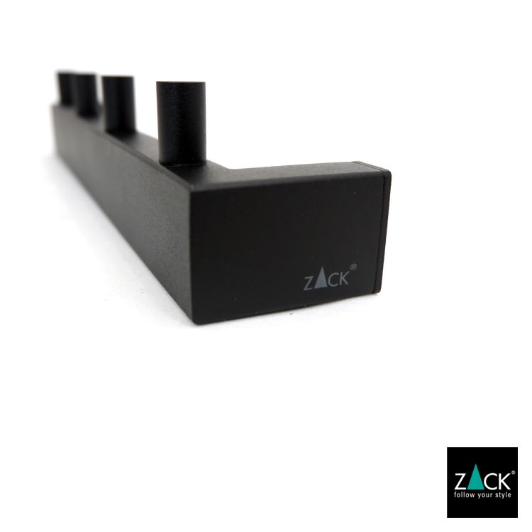ZACK 40579 LINEA ドイツZACK社製モダンデザインのタオルフックレール マットブラック 壁付けタイプ DIY [在庫有り]H1