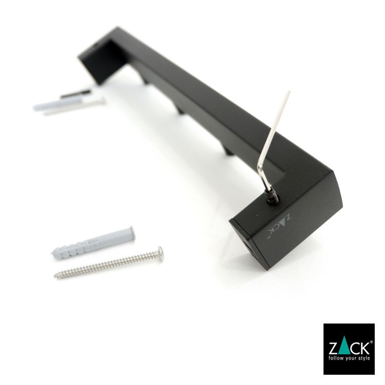 ZACK 40579 LINEA ドイツZACK社製モダンデザインのタオルフックレール マットブラック 壁付けタイプ DIY [在庫有り]H1
