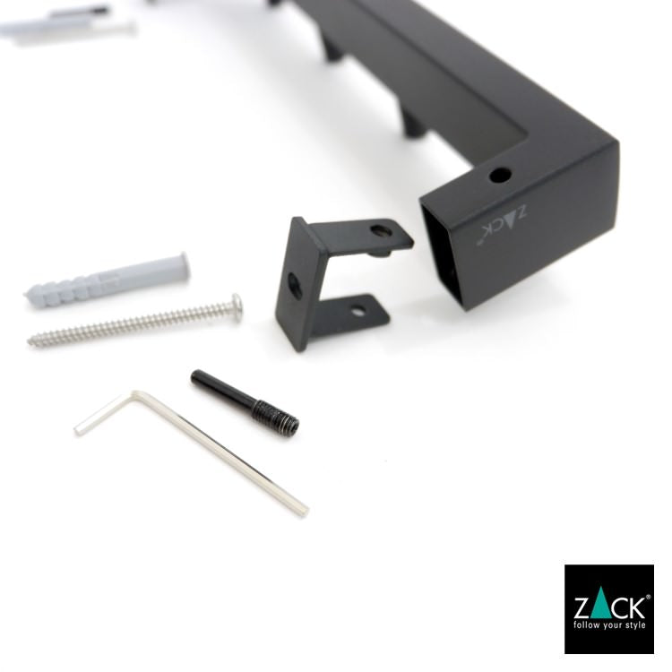 ZACK 40579 LINEA ドイツZACK社製モダンデザインのタオルフックレール マットブラック 壁付けタイプ DIY [在庫有り]H1