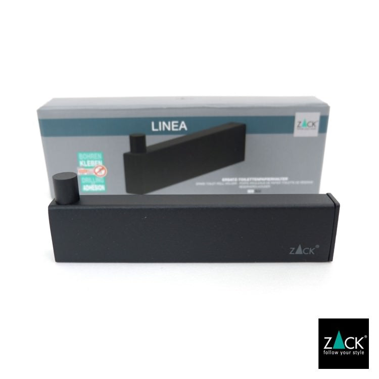 ZACK 40581 LINEA ドイツZACK社製モダンデザインのスペアトイレットペーパーホルダー 予備ロール マットブラック 壁付けタイプ DIY [在庫有り]