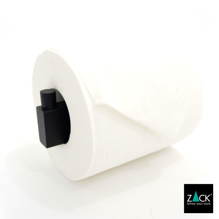 ZACK 40581 LINEA ドイツZACK社製モダンデザインのスペアトイレットペーパーホルダー 予備ロール マットブラック 壁付けタイプ DIY [在庫有り]
