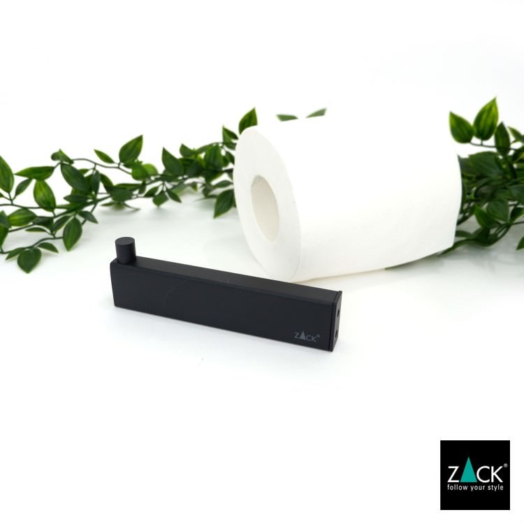 ZACK 40581 LINEA ドイツZACK社製モダンデザインのスペアトイレットペーパーホルダー 予備ロール マットブラック 壁付けタイプ DIY [在庫有り]