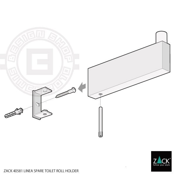 ZACK 40581 LINEA ドイツZACK社製モダンデザインのスペアトイレットペーパーホルダー 予備ロール マットブラック 壁付けタイプ DIY [在庫有り]