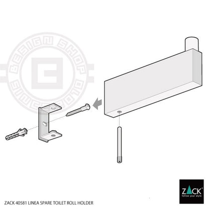 ZACK 40581 LINEA ドイツZACK社製モダンデザインのスペアトイレットペーパーホルダー 予備ロール マットブラック 壁付けタイプ DIY [在庫有り]