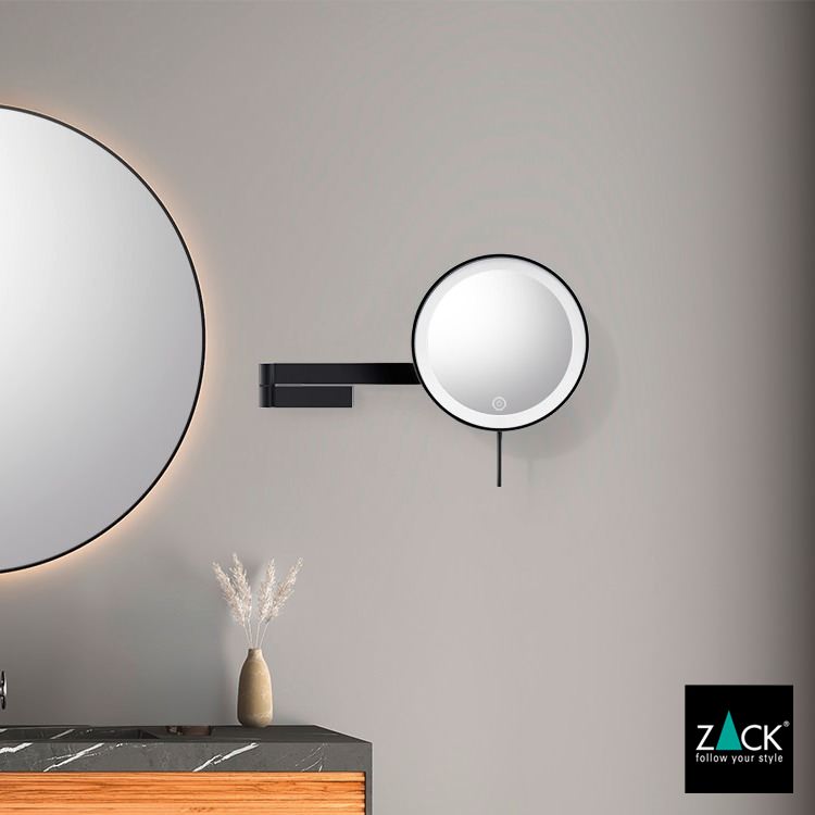 ZACK 40583 LINEA ドイツZACK社製モダンデザインのLED メイクアップミラー(X5倍) マットブラック [お取寄せ]