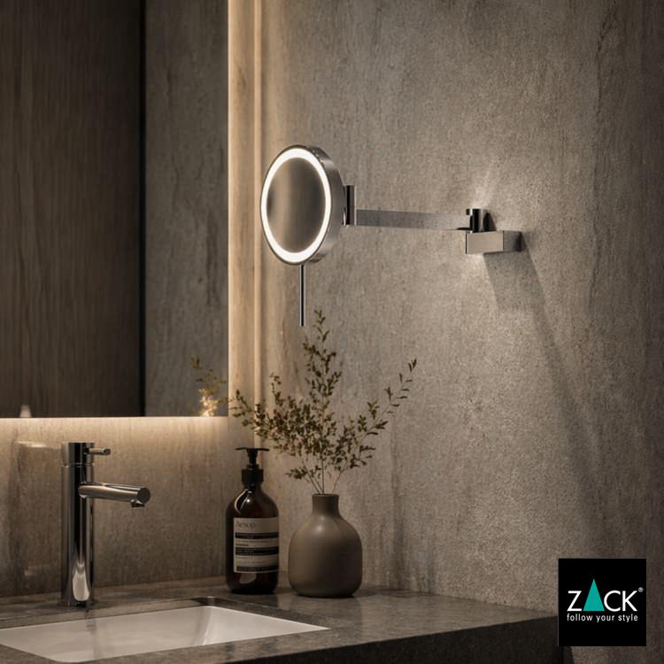 ZACK 40584 LINEA ドイツZACK社製モダンデザインのLED メイクアップミラー(X5倍) 壁付けタイプ DIY MP [お取寄せ]