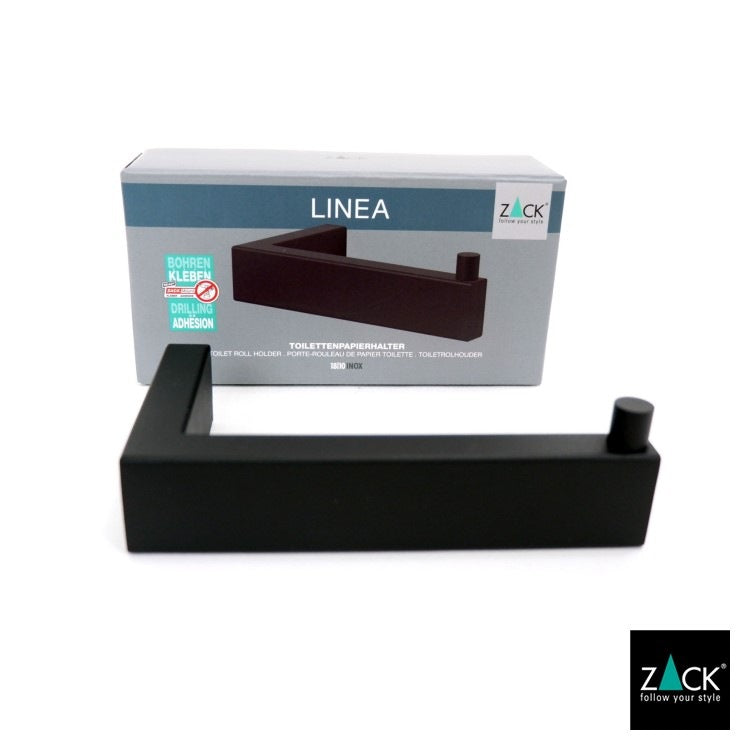 ZACK 40590 LINEA ドイツZACK社製モダンデザインのトイレットペーパーホルダー マットブラック 壁付けタイプ DIY [在庫有り]