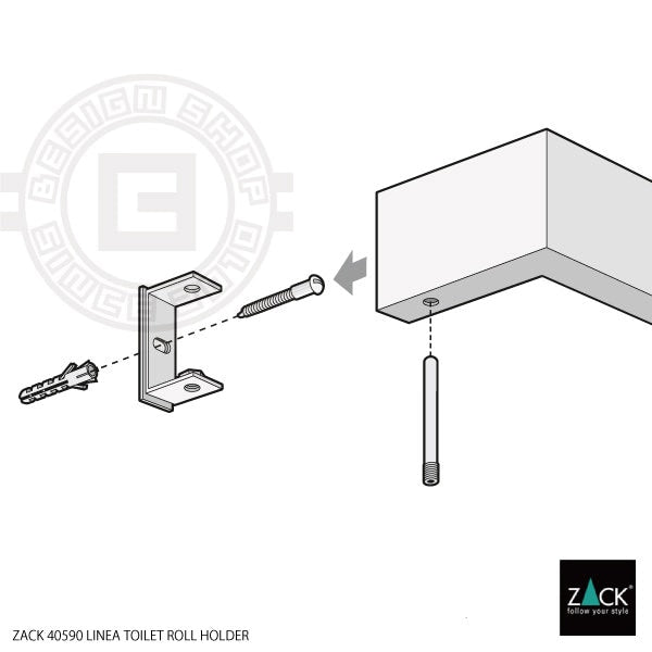 ZACK 40590 LINEA ドイツZACK社製モダンデザインのトイレットペーパーホルダー マットブラック 壁付けタイプ DIY [在庫有り]