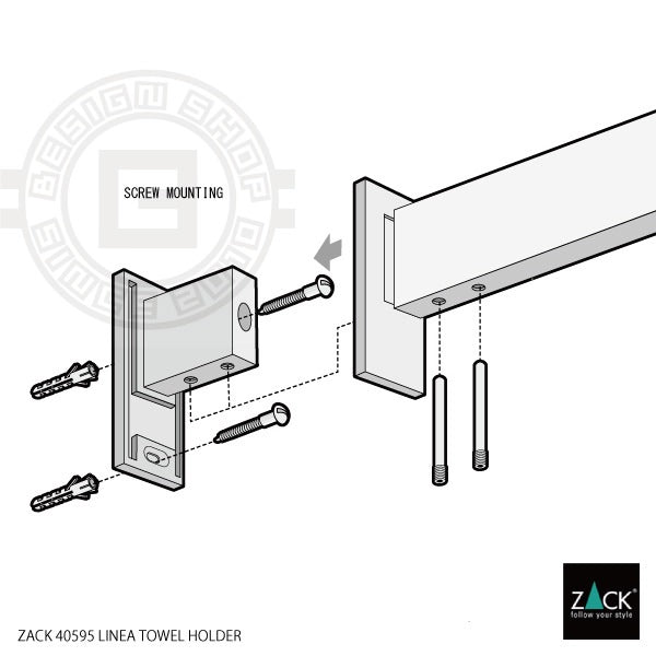 ZACK 40595 LINEA ドイツZACK社製モダンデザインのタオルホルダー マットブラック 壁付けタイプ DIY [在庫有り]