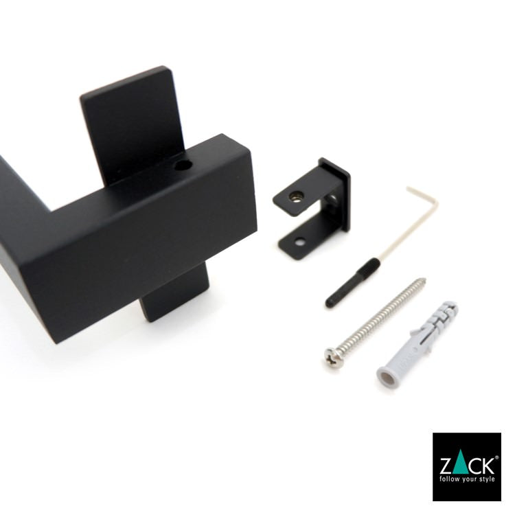 ZACK 40598 LINEA ドイツZACK社製モダンデザインのタオルホルダー マットブラック 壁付けタイプ DIY [在庫有り]