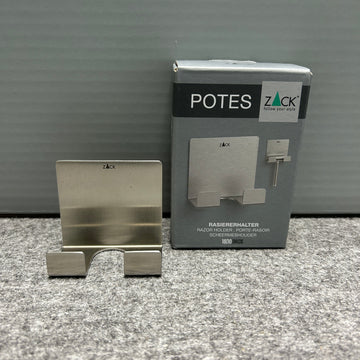 [SAMPLE] レイザーホルダー｜ZACK 40603 POTES HL ひげそり 洗面収納 接着シールタイプ 高さ5.5cm 幅6cm 18/10ステンレス製 ヘアライン仕上げ