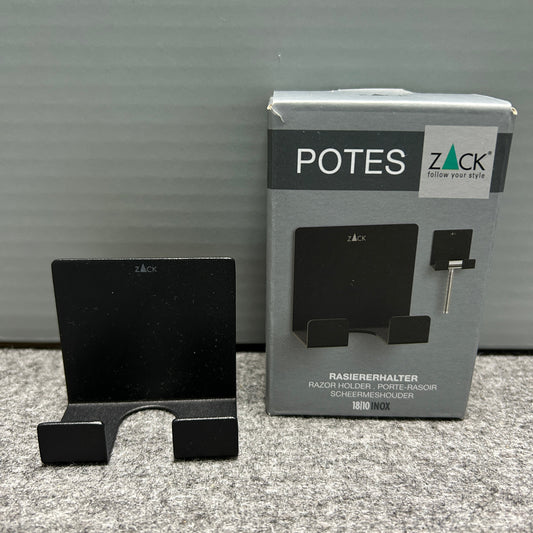 [SAMPLE] レイザーホルダー｜ZACK 40604 POTES MB ひげそり 洗面収納 接着シールタイプ 高さ5.5cm 幅6cm 18/10ステンレス製 マットブラック