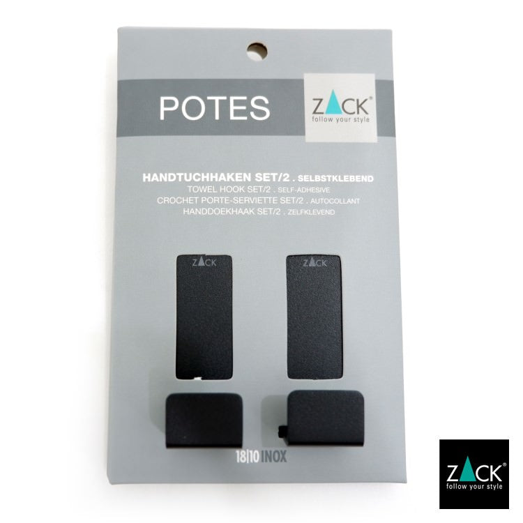 ZACK 40609 POTES ドイツZACK社製モダンデザインのタオルフックS 2個入 マットブラック [在庫有り]