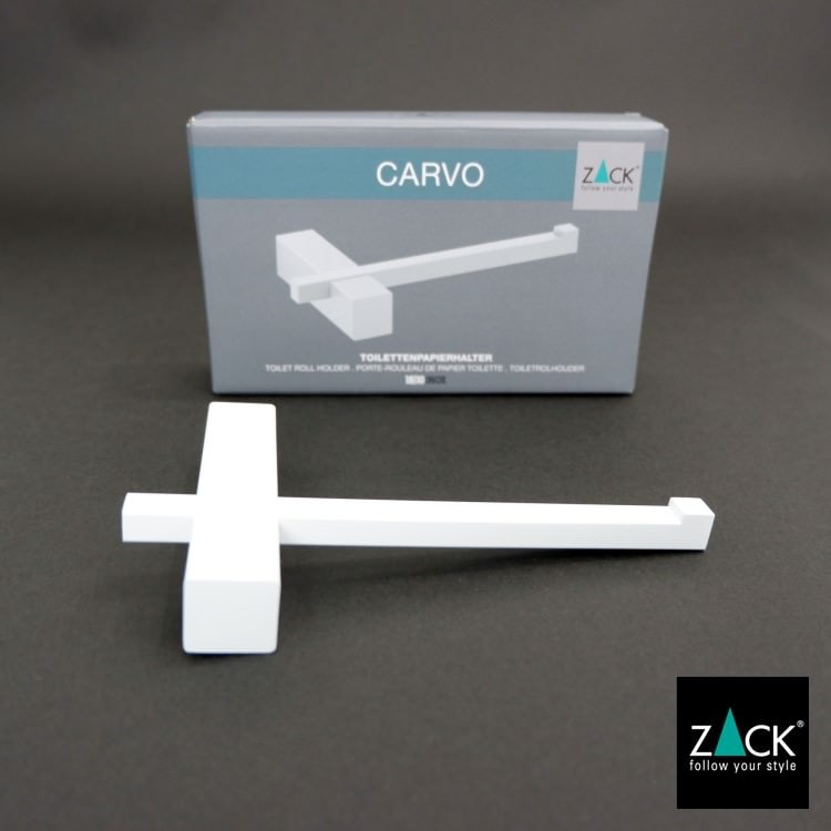 ZACK 40810 CARVO ドイツZACK社製モダンデザインのトイレットペーパーホルダー ホワイト仕上げ 壁付けタイプ DIY [在庫有り]