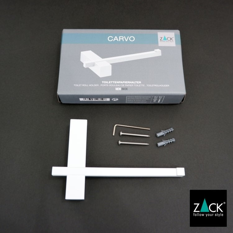 ZACK 40810 CARVO ドイツZACK社製モダンデザインのトイレットペーパーホルダー ホワイト仕上げ 壁付けタイプ DIY [在庫有り]