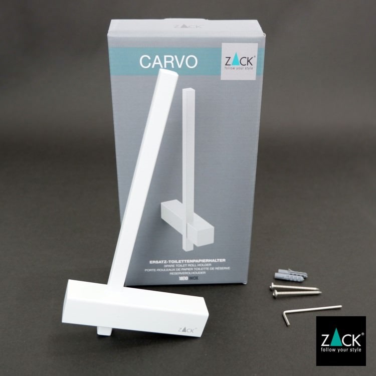 ZACK 40811 CARVO ドイツZACK社製モダンデザインのスペアトイレットペーパーホルダー 予備ロール ホワイト仕上げ 壁付けタイプ DIY [在庫有り]
