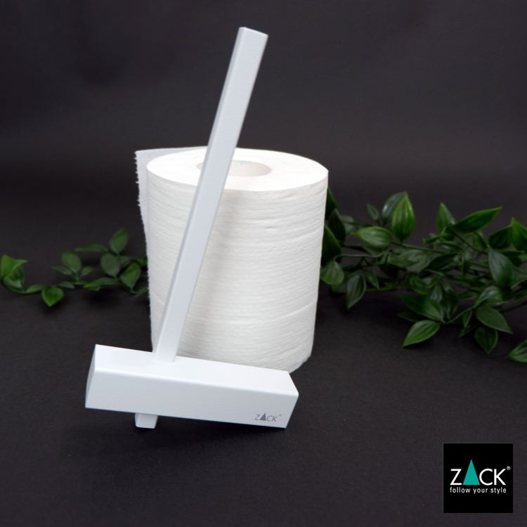 ZACK 40811 CARVO ドイツZACK社製モダンデザインのスペアトイレットペーパーホルダー 予備ロール ホワイト仕上げ 壁付けタイプ DIY [在庫有り]