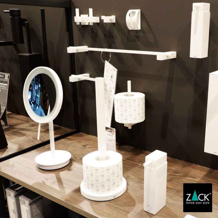 ZACK 40811 CARVO ドイツZACK社製モダンデザインのスペアトイレットペーパーホルダー 予備ロール ホワイト仕上げ 壁付けタイプ DIY [在庫有り]