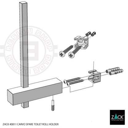 ZACK 40811 CARVO ドイツZACK社製モダンデザインのスペアトイレットペーパーホルダー 予備ロール ホワイト仕上げ 壁付けタイプ DIY [在庫有り]