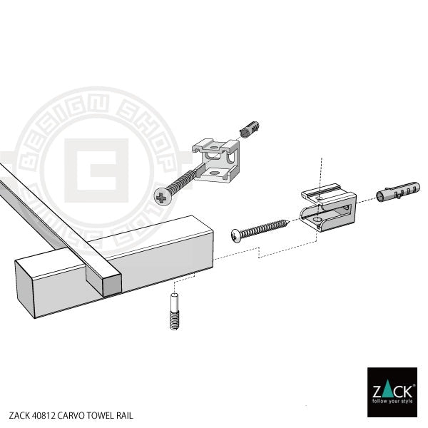 ZACK 40812 CARVO ドイツZACK社製モダンデザインのタオルレール ホワイト仕上げ 壁付けタイプ DIY [在庫有り]