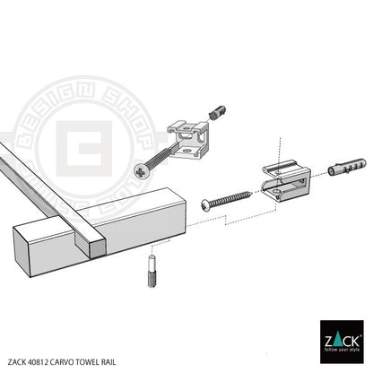 ZACK 40812 CARVO ドイツZACK社製モダンデザインのタオルレール ホワイト仕上げ 壁付けタイプ DIY [在庫有り]