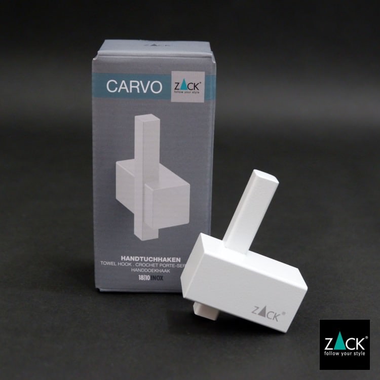 ZACK 40813 CARVO ドイツZACK社製モダンデザインのタオルフック ホワイト仕上げ 壁付けタイプ DIY [在庫有り]