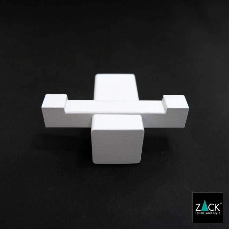 ZACK 40814 CARVO ドイツZACK社製モダンデザインのダブルタオルフック ホワイト仕上げ 壁付けタイプ DIY [在庫有り]