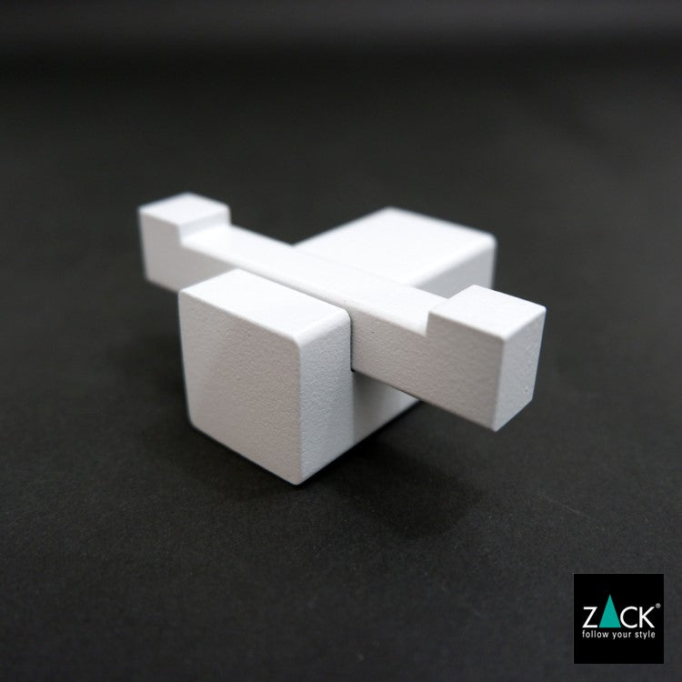 ZACK 40814 CARVO ドイツZACK社製モダンデザインのダブルタオルフック ホワイト仕上げ 壁付けタイプ DIY [在庫有り]