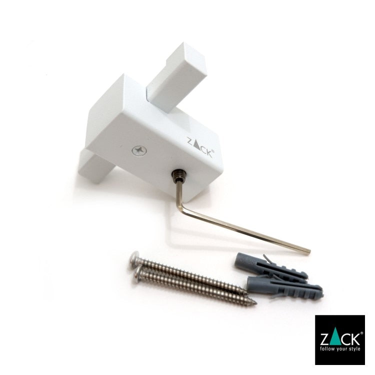 ZACK 40814 CARVO ドイツZACK社製モダンデザインのダブルタオルフック ホワイト仕上げ 壁付けタイプ DIY [在庫有り]