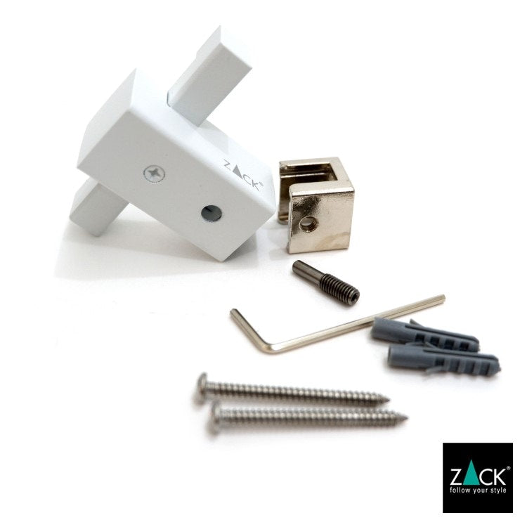 ZACK 40814 CARVO ドイツZACK社製モダンデザインのダブルタオルフック ホワイト仕上げ 壁付けタイプ DIY [在庫有り]