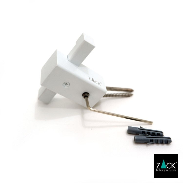 ZACK 40814 CARVO ドイツZACK社製モダンデザインのダブルタオルフック ホワイト仕上げ 壁付けタイプ DIY [在庫有り]