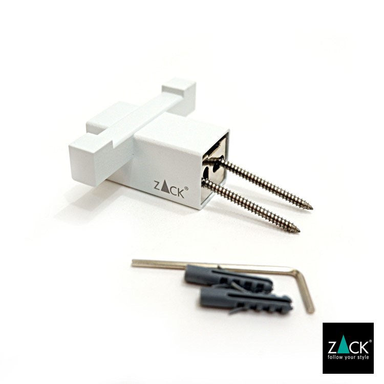 ZACK 40814 CARVO ドイツZACK社製モダンデザインのダブルタオルフック ホワイト仕上げ 壁付けタイプ DIY [在庫有り]