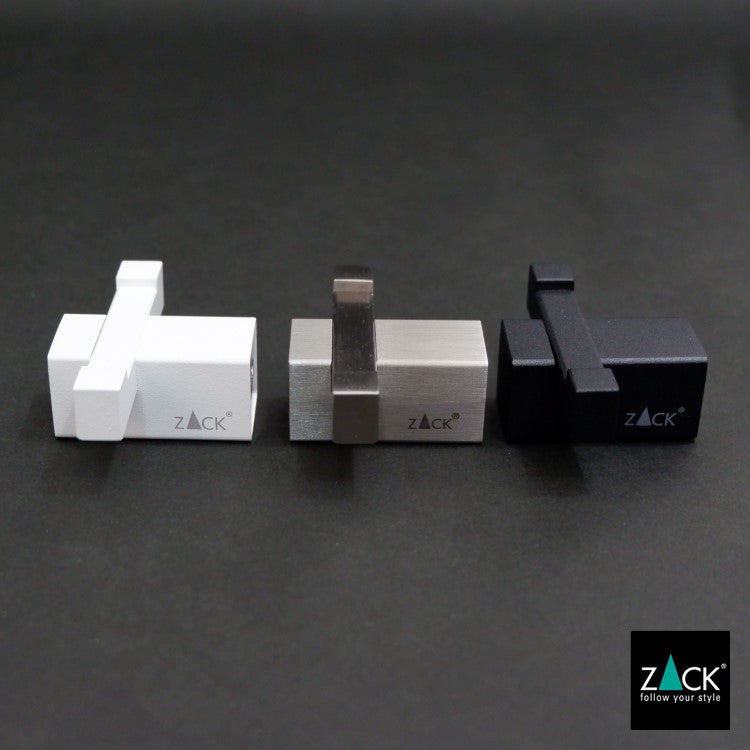 ZACK 40814 CARVO ドイツZACK社製モダンデザインのダブルタオルフック ホワイト仕上げ 壁付けタイプ DIY [在庫有り]