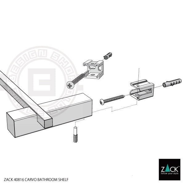 ZACK 40816 CARVO ドイツZACK社製モダンデザインのバスルームシェルフ ホワイト仕上げ 壁付けタイプ DIY [在庫有り]