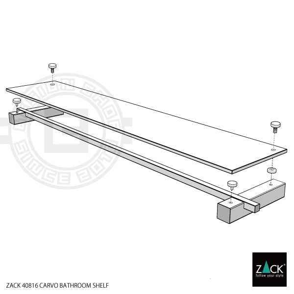 ZACK 40816 CARVO ドイツZACK社製モダンデザインのバスルームシェルフ ホワイト仕上げ 壁付けタイプ DIY [在庫有り]