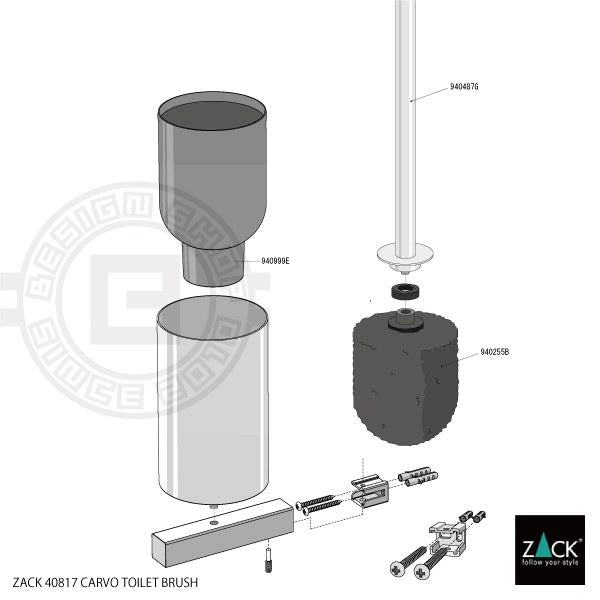 ZACK 40817 CARVO ドイツZACK社製モダンデザインのトイレブラシ ホワイト仕上げ 壁付けタイプ DIY [在庫有り]