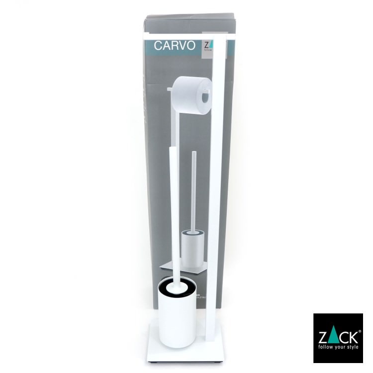 ZACK 40818 CARVO ドイツZACK社製モダンデザインのトイレットペーパースタンド トイレットバトラー ホワイト仕上げ [在庫有り]