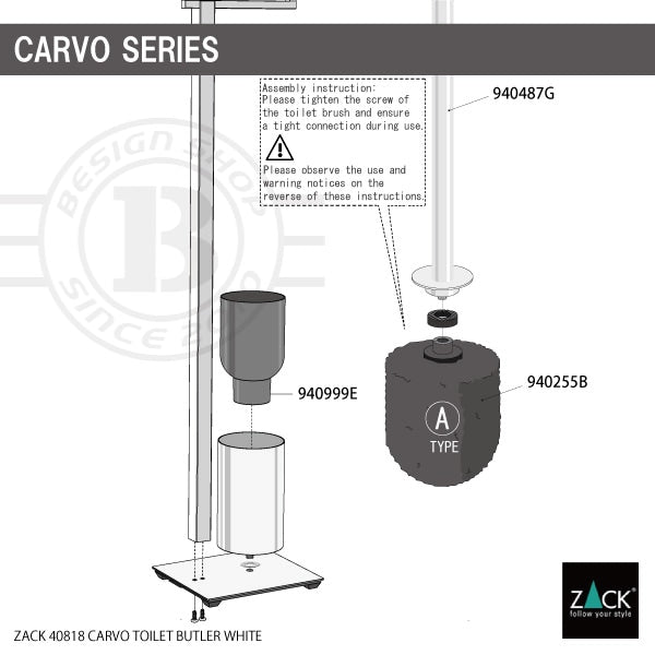 ZACK 40818 CARVO ドイツZACK社製モダンデザインのトイレットペーパースタンド トイレットバトラー ホワイト仕上げ [在庫有り]
