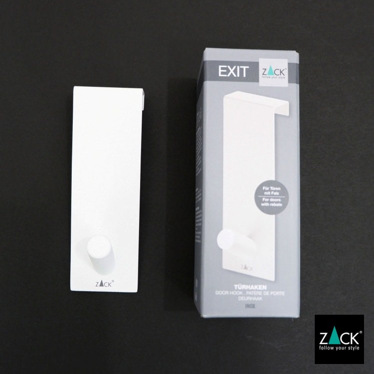 ZACK 40830 EXIT ドイツZACK社製モダンデザインのドアフック ホワイト仕上げ ドア幅19mm用 [在庫有り] H2-31