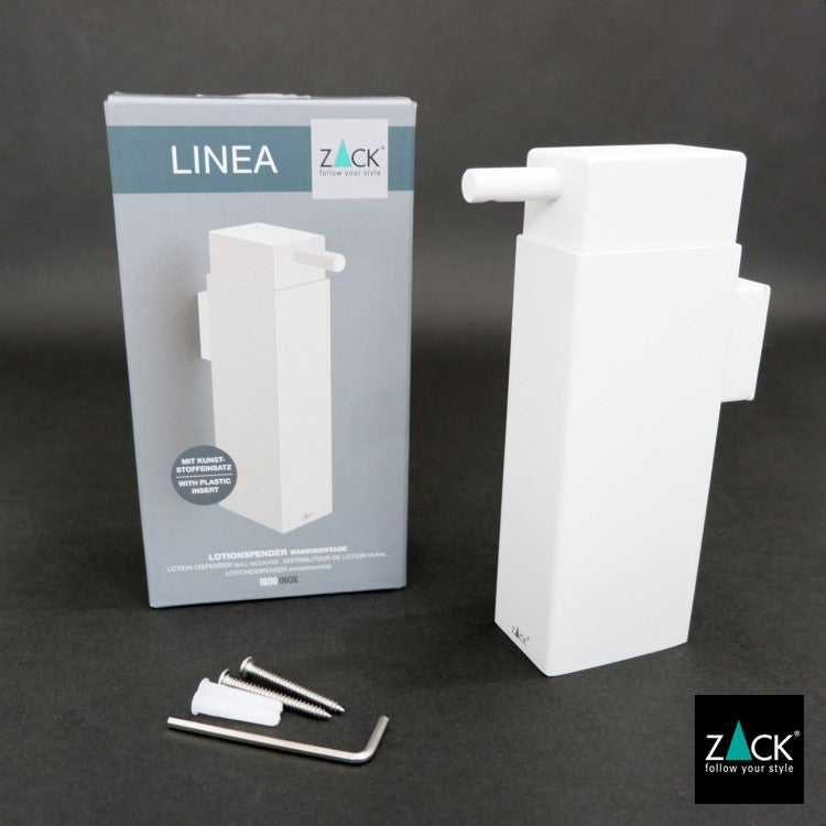 ZACK 40840 LINEA ドイツZACK社製モダンデザインのリキッドディスペンサー ホワイト仕上げ 壁付けタイプ DIY [在庫有り]