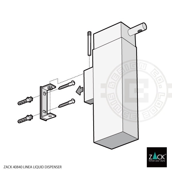 ZACK 40840 LINEA ドイツZACK社製モダンデザインのリキッドディスペンサー ホワイト仕上げ 壁付けタイプ DIY [在庫有り]