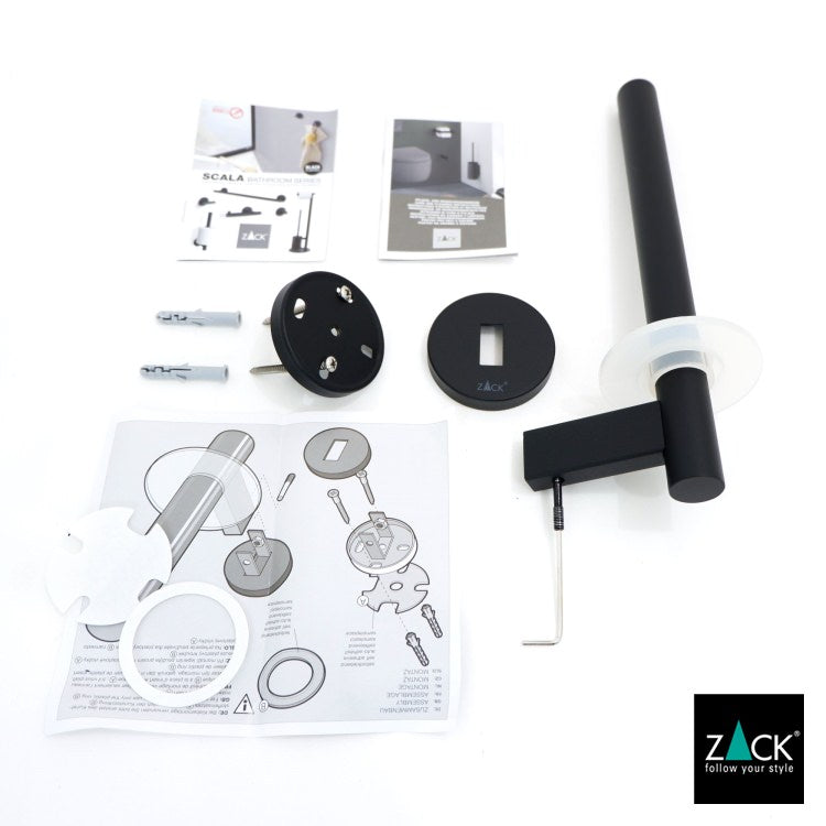 ZACK 40851 SCALA ドイツZACK社製モダンデザインのスペアトイレットペーパーホルダー 予備ロール マットブラック 壁付けタイプ DIY [在庫有り]