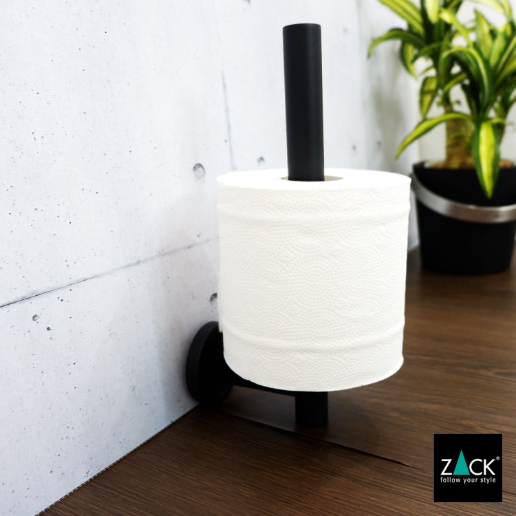 ZACK 40851 SCALA ドイツZACK社製モダンデザインのスペアトイレットペーパーホルダー 予備ロール マットブラック 壁付けタイプ DIY [在庫有り]