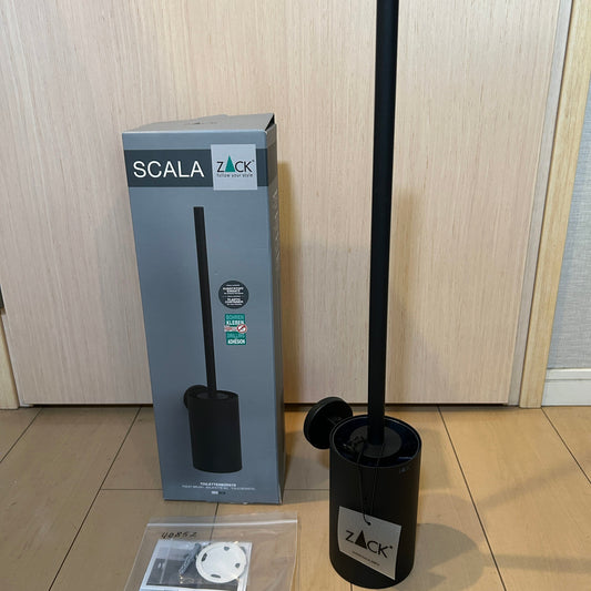 [SAMPLE] トイレブラシ｜ZACK 40852 SCALA MB 壁設置タイプ トイレ掃除 長さ52cm ケース直径13cm 18/10ステンレス製 マットブラック [在庫有り]