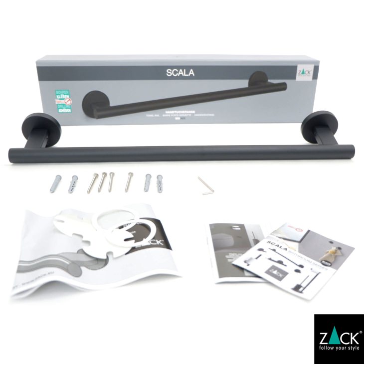 ZACK 40853 SCALA ドイツZACK社製モダンデザインのタオルレール マットブラック [在庫有り]