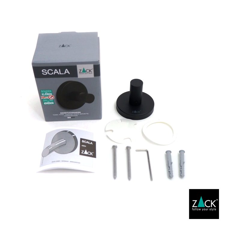 ZACK 40854 SCALA ドイツZACK社製モダンデザインのタオルフック マットブラック [在庫有り]