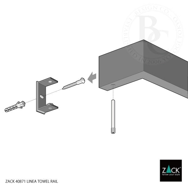ZACK 40871 LINEA ドイツZACK社製モダンデザインのタオルレール グラファイト 壁付けタイプ DIY [お取寄せ]