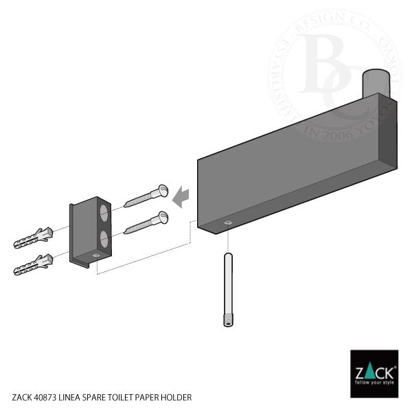 ZACK 40873 LINEA ドイツZACK社製モダンデザインのスペアトイレットペーパーホルダー グラファイト 壁付けタイプ DIY [お取寄せ]
