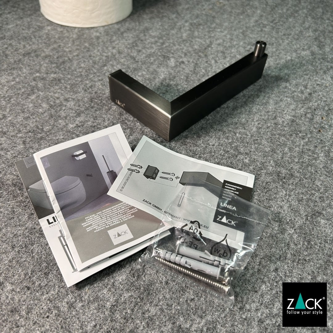 ZACK 40875 LINEA ドイツZACK社製モダンデザインのトイレットペーパーホルダー グラファイト 壁付けタイプ DIY [お取寄せ]