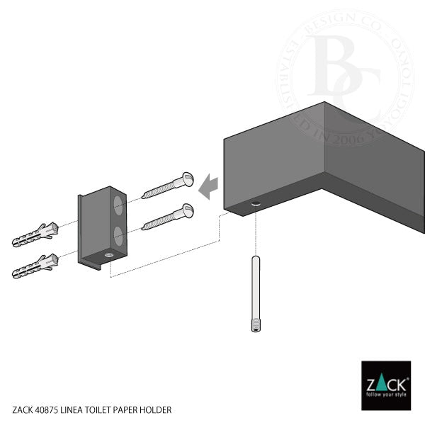 ZACK 40875 LINEA ドイツZACK社製モダンデザインのトイレットペーパーホルダー グラファイト 壁付けタイプ DIY [お取寄せ]
